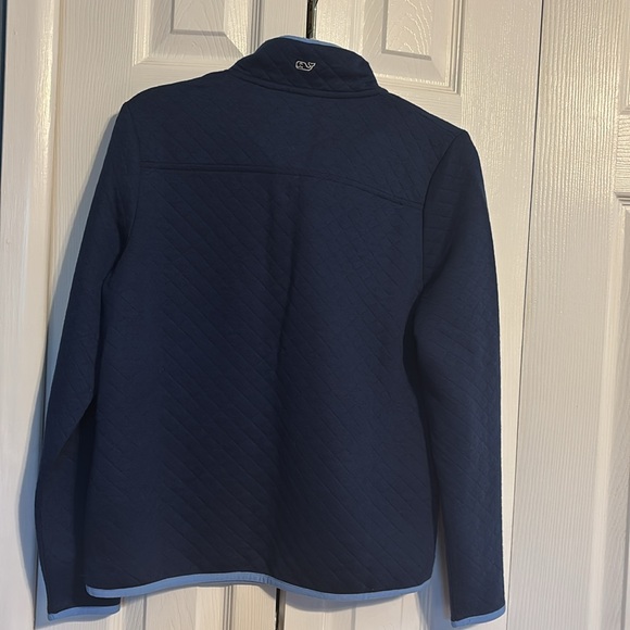Vineyard Vines quilted snap mock neck pullover in navy blue and pink size XS - Picture 8 of 9